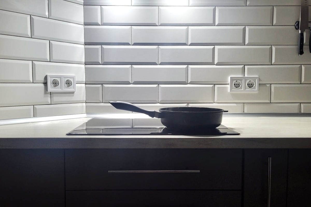 Modern kitchen with elegant subway tile backsplash